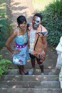 Recycled glam:  Nikisha Goordeen and Pumele Malamlela showing their garments for the fashion show. Photo: Sophie Thompson